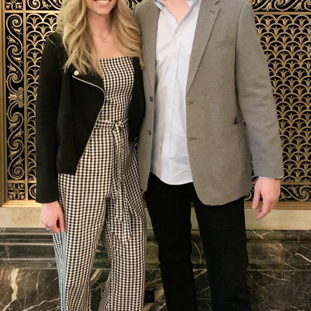 Francesca’s Black White Jumpsuit